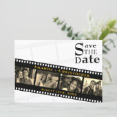 Modern Filmstrip QR Code Photo Wedding Save The Date (Staand voorkant)
