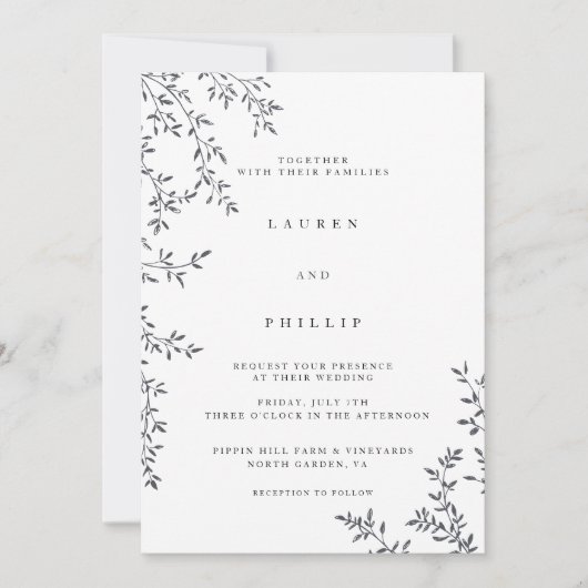 Modern Fine Art Floral Wedding Invitations Kaart (Voorkant)