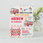 Modern Fire Fighter Station Rescue Truck Flames Kaart (Staand voorkant)