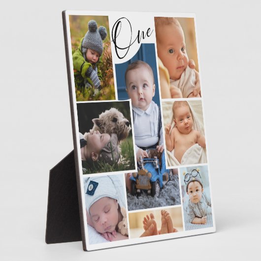 Modern First Birthday Photo Collage Keepomwille Fotoplaat (Zijkant)