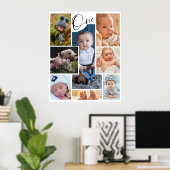 Modern First Birthday Photo Collage Keepomwille Poster (Thuiskantoor)