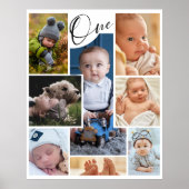 Modern First Birthday Photo Collage Keepomwille Poster (Voorkant)