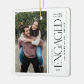 Modern First Christmas Engaged Couples Photo Keramisch Ornament (Links)