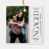 Modern First Christmas Engaged Couples Photo Keramisch Ornament (Voorkant)