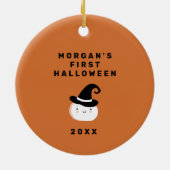 Modern First Halloween Foto Keramisch Ornament (Achterkant)