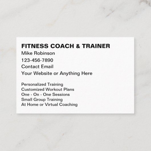 Modern Fitness Coach And Trainer Visitekaartje (Achterkant)