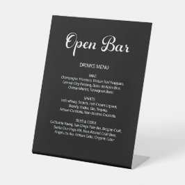 Modern Flair Script Minimale Open Bar Zwart Bruilo Reclamebord Met Voetstuk