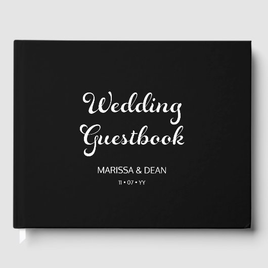 Modern Flair Script minimalistisch zwart bruiloft Gastenboek (Voorkant)