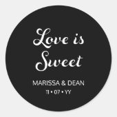 Modern Flair Script minimalistisch zwart bruiloft Ronde Sticker (Voorkant)