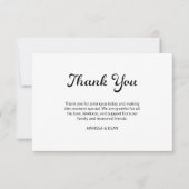 Modern Flair Script minimalistische witte bruiloft Bedankkaart (Voorkant)