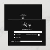 Modern Flair Script minimalistische witte bruiloft RSVP Kaartje (Voorkant / Achterkant)
