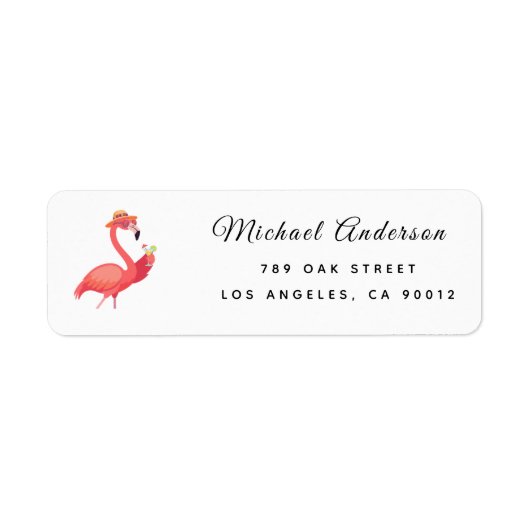 Modern Flamingo Baby Shower Return Address Label (Voorkant)