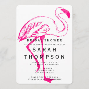 Modern Flamingo Bridal Shower Kaart