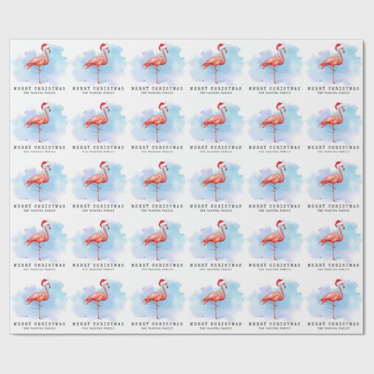 Modern Flamingo Pet Waterverf Cadeaupapier (Vlak)