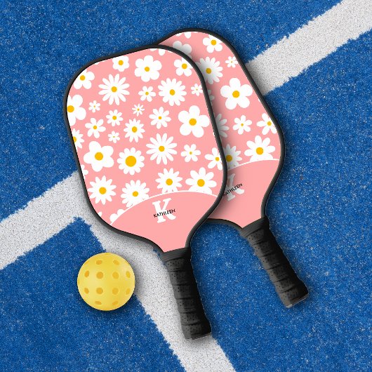 Modern Flat Graphic Daisy Pink Pickleball Paddle