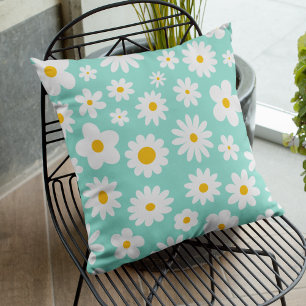 Modern Flat Graphic Daisy Robin's Egg Blue Kussen