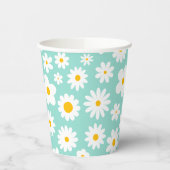 Modern Flat Graphic Daisy Robin's Egg Blue Papieren Bekers (Links)