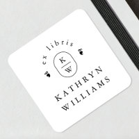 Modern Fleuron Monogram Ex Libris Boekplatlabel