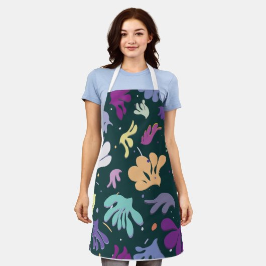 Modern floraal schort (Gedragen)