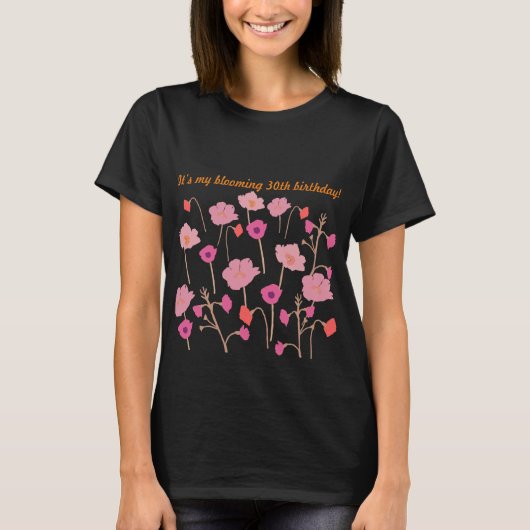 Modern Floral 30e Verjaardag met aangepaste leeft T-shirt (Voorkant)