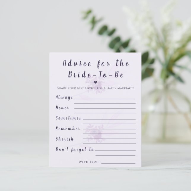 Modern Floral Advice for the Bride Shower Game (Staand voorkant)