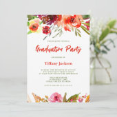 Modern Floral Afstuderen Kaart (Staand voorkant)