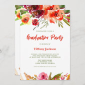 Modern Floral Afstuderen Kaart (Voorkant / Achterkant)