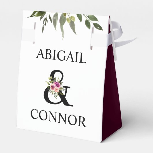 Modern Floral Ampersand Plum Pink Peach & Black Bedankdoosjes (Achterkant)