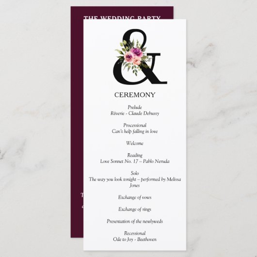 Modern Floral Ampersand Plum Pink Peach & Black Programma (Voorkant / Achterkant)