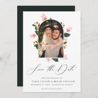 Modern Floral Arch Lijst Save the Date Photo