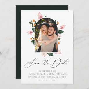 Modern Floral Arch Lijst Save the Date Photo
