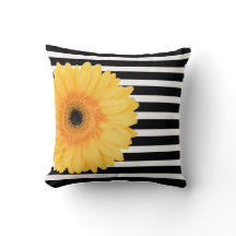 Modern Floral, B&W Stripes w Yellow Daisy