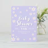 Modern Floral Baby shower - Paarse Daisy Custom Kaart (Staand voorkant)