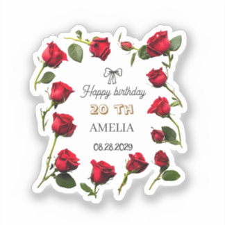 Modern Floral Birthday | Elegant Flower Design  Sticker