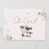 Modern Floral Black White Koe Baby shower Kaart (Achterkant)