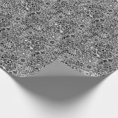 Modern Floral Black White Wrapping Paper Cadeaupapier (Hoek)