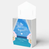 Modern Floral Blue Ocean Beach Wedding Bedankdoosjes (Geopend)