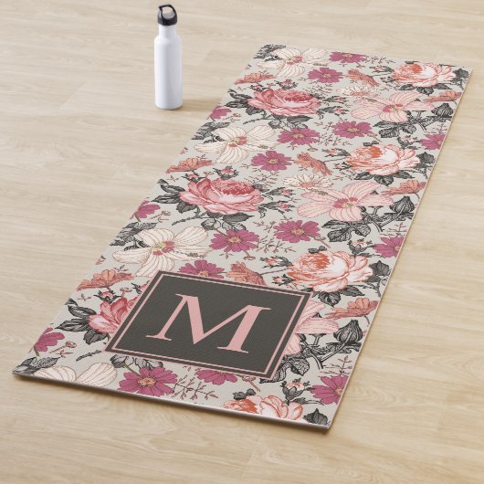 Modern  Floral Blush Monogrammed Yoga Mat (In situ)