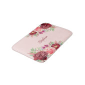 Modern Floral Blush Peach Bourgondië Roos Monogram Badmat (Gekanteld)