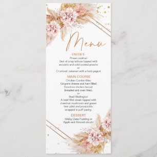 Modern Floral Boho met Pampas Grass Menu