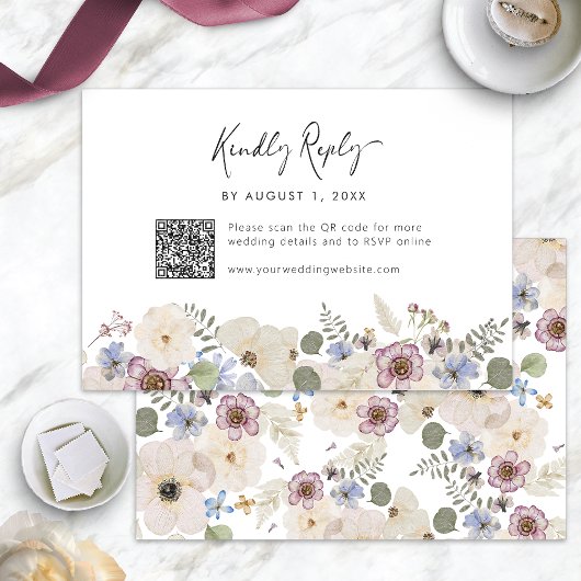 Modern Floral Botanical RSVP Kaartje