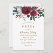 Modern Floral Bourgondië kerstfeest Kaart (Voorkant)