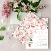 Modern Floral Bow Girl Baby shower Kaart