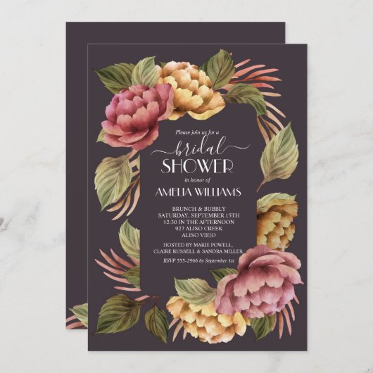 Modern Floral Bridal Shower Invitations Kaart (Voorkant / Achterkant)