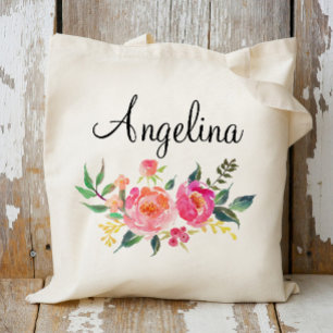 Modern Floral Bridesmaid Personalized-3 Tote Bag