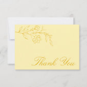 Modern Floral Butter Yellow Wedding Bedankkaart (Voorkant)