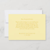 Modern Floral Butter Yellow Wedding Bedankkaart (Achterkant)