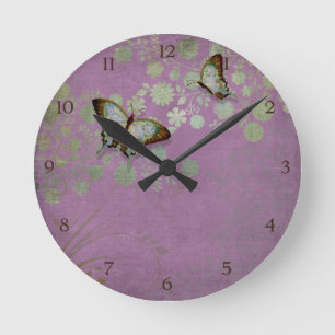 Modern Floral Butterfly w Abstranct Flower Blossom Ronde Klok