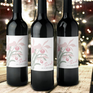 Modern floral Cattleya orchid dusty pink wedding Wijn Etiket