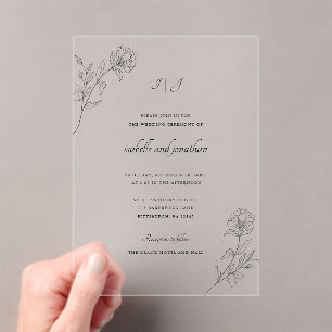Modern Floral Chic Monogram Acryl Uitnodigingen